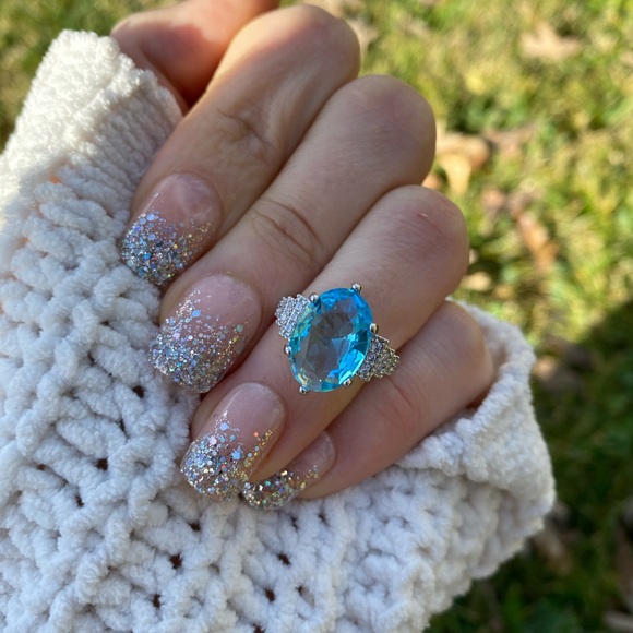 NEW 925 Sterling Silver Blue Stone Ring - Picture 10 of 13